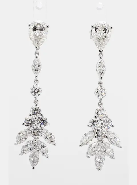 3.78 cts Lab Grown Diamond 14k White Gold Fancy Mix Earrings