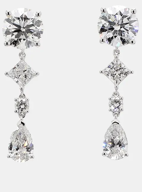 4.28 cts Lab Grown Diamond 14k White Gold Fancy Mix Earrings