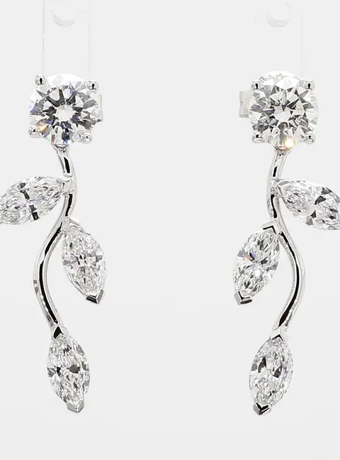 2.20 cts Lab Grown Diamond 14k White Gold Fancy Mix Earrings