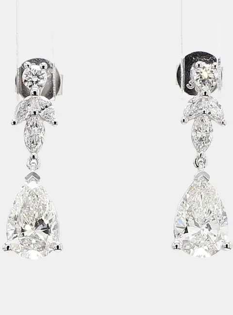 1.83 cts Lab Grown Diamond 14k White Gold Fancy Mix Earrings