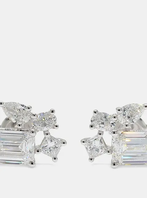 2.00 cts Lab Grown Diamond 14k White Gold Fancy Mix Studs