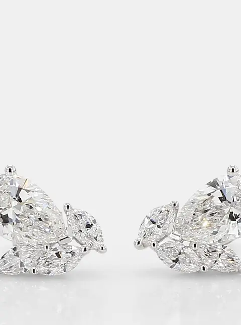 1.98 cts Lab Grown Diamond 14k White Gold Fancy Mix Studs