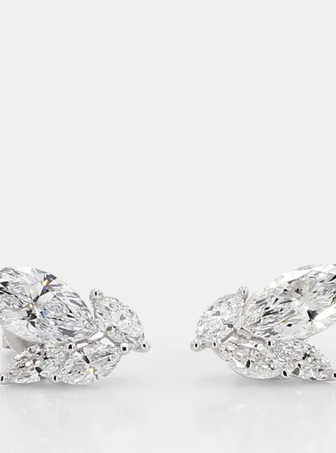 1.48 cts Lab Grown Diamond 14k White Gold Fancy Mix Studs