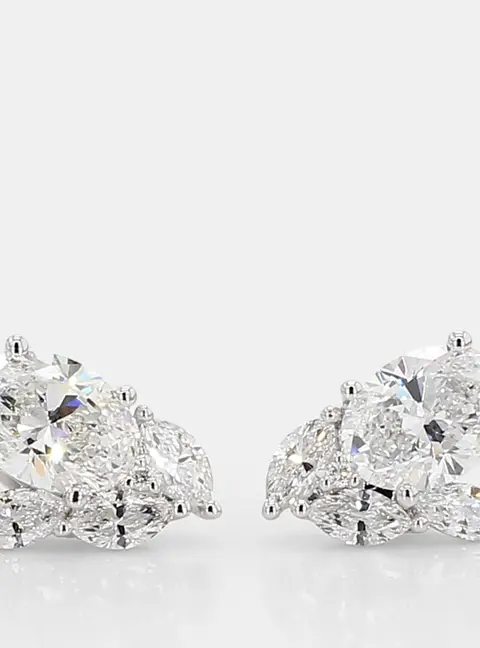 1.99 cts Lab Grown Diamond 14k White Gold Fancy Mix Studs