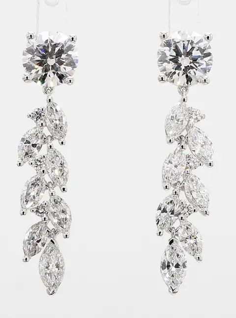 4.03 cts Lab Grown Diamond 14k White Gold Fancy Mix Earrings