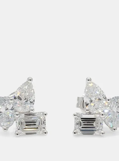 2.03 cts Lab Grown Diamond 14k White Gold Fancy Mix Studs