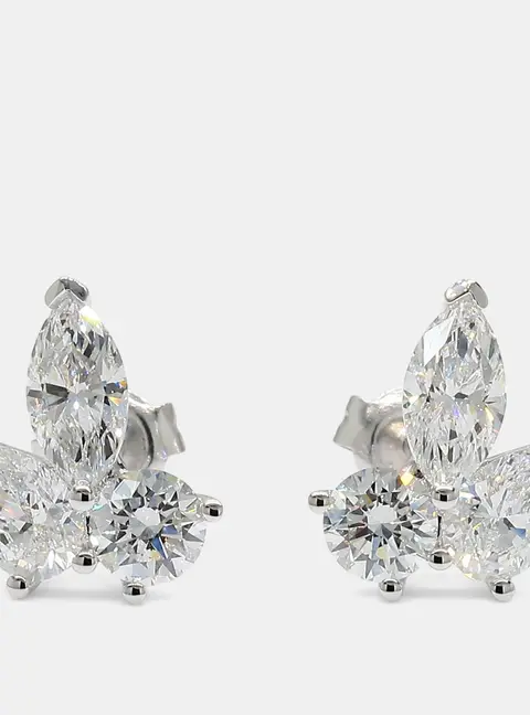 1.72 cts Lab Grown Diamond 14k White Gold Fancy Mix Studs