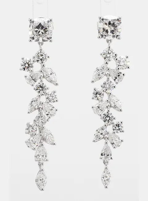 4.02 cts Lab Grown Diamond 14k White Gold Fancy Mix Earrings