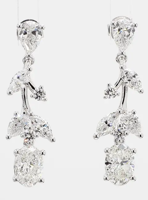 3.11 cts Lab Grown Diamond 14k White Gold Fancy Mix Earrings