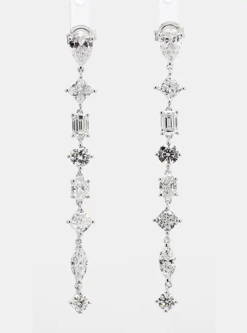 3.52 cts Lab Grown Diamond 14k White Gold Fancy Mix Earrings