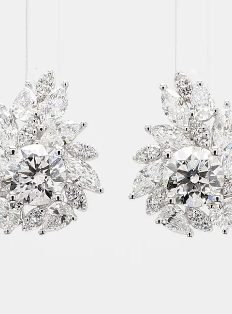 4.04 cts Lab Grown Diamond 14k White Gold Fancy Mix Studs