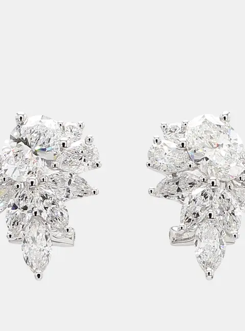 3.26 cts Lab Grown Diamond 14k White Gold Fancy Mix Studs