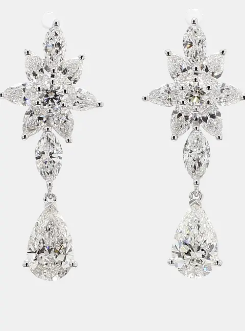 3.50 cts Lab Grown Diamond 14k White Gold Fancy Mix Earrings