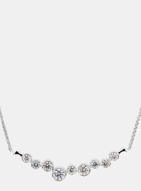 1.00 cts Round Lab Grown Diamond 14k White Gold Bar Necklace