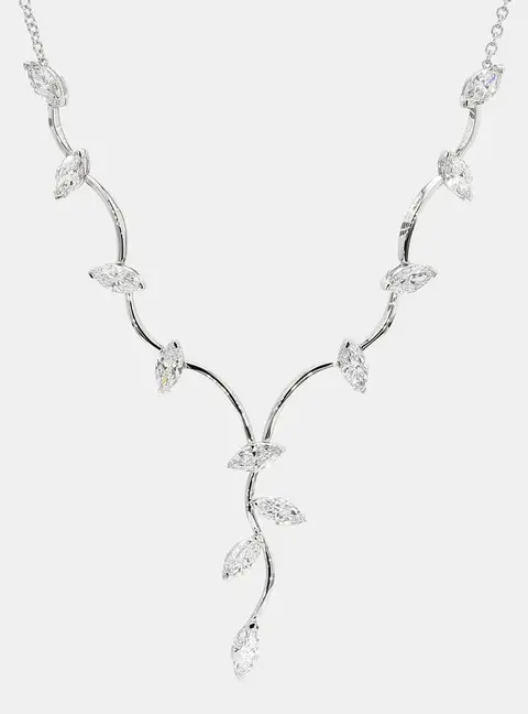 3.72 cts Marquise Lab Grown Diamond 14k White Gold Vine Necklace