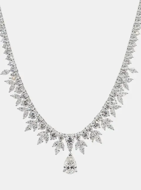 13.43 cts Lab Grown Diamond 14k White Gold Mix Floral Necklace
