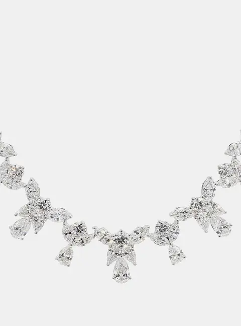 33.06 cts Cluster Lab Grown Diamond 14k White Gold Mix Necklace