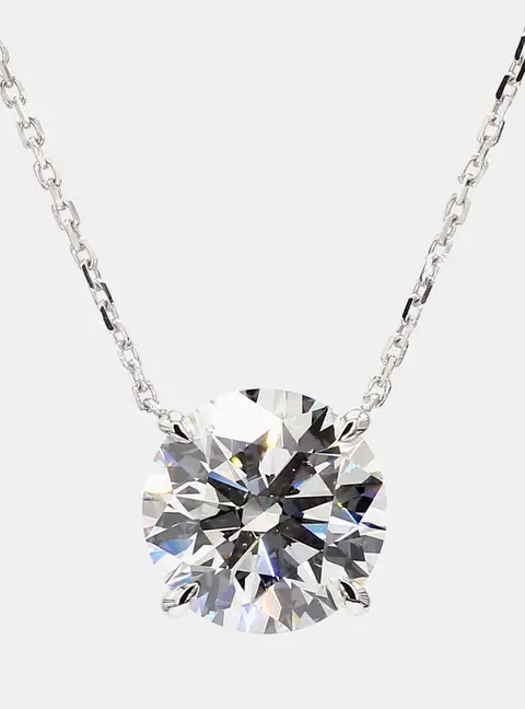 3.38 cts Round Lab Grown Diamonds 14K White Gold Solitaire Pendant