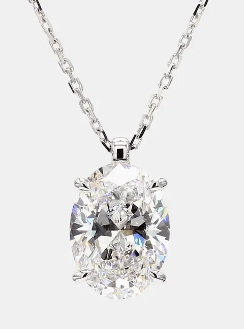 4.00 cts Oval Lab Grown Diamonds 14K White Gold Solitaire Pendant