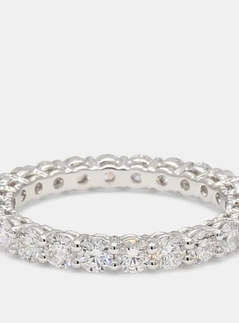 2.04 cts Round Lab Grown Diamonds 14K White Gold Eternity Band