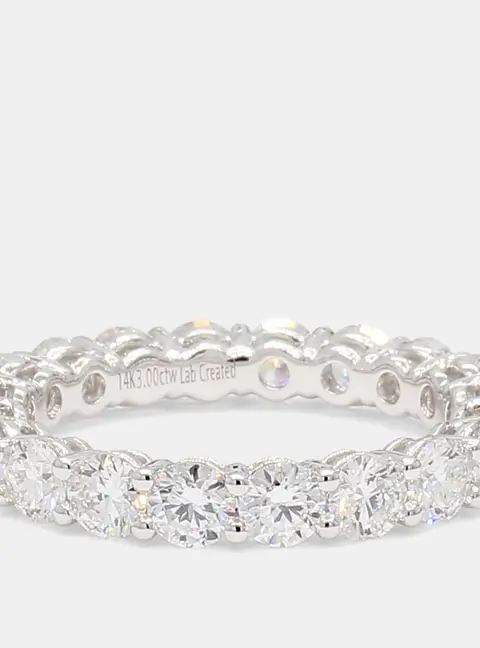 3.00 cts Round Lab Grown Diamonds 14K White Gold Eternity Band