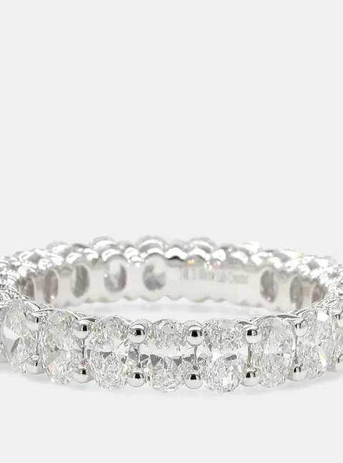 3.00 cts Oval Lab Grown Diamonds 14K White Gold Eternity Band