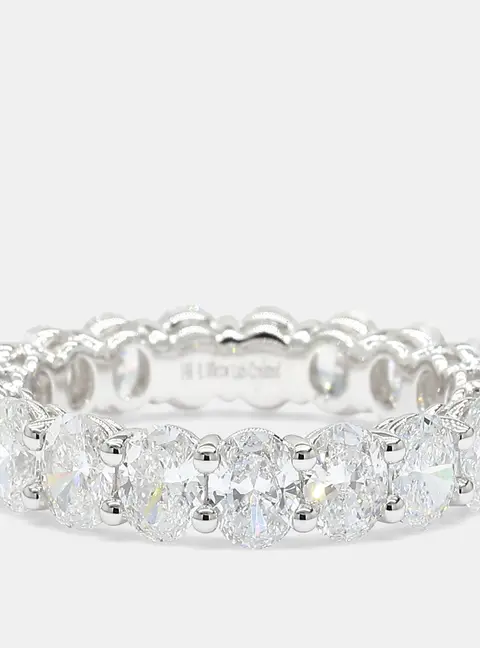 4.00 cts Oval Lab Grown Diamonds 14K White Gold Eternity Band US 7