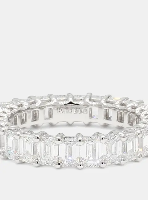 4.00 cts Emerald Lab Grown Diamonds 14K White Gold Eternity Band