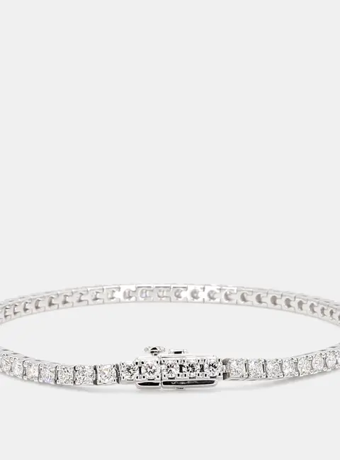 Atelier D' Excellence 3.10 cts Round Lab Grown Diamonds 14k White Gold Basket Tennis Bracelet