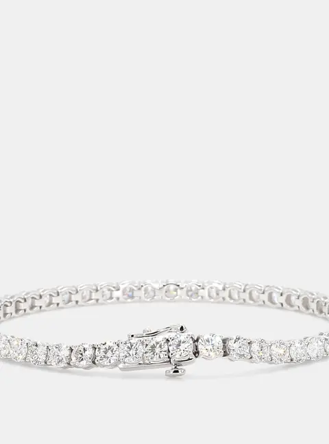 Atelier D' Excellence 8.06 cts Round Lab Grown Diamonds 14k White Gold Basket Tennis Bracelet