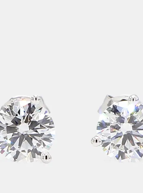 2.00 cts Round Lab Grown Diamonds 14K White Gold 3 Prong Martini Studs