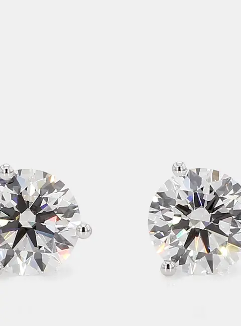 4.00 cts Round Lab Grown Diamonds 14K White Gold 3 Prong Martini Studs