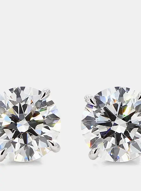9.07 cts Round Lab Grown Diamonds 14K White Gold 4 Prong Basket Studs