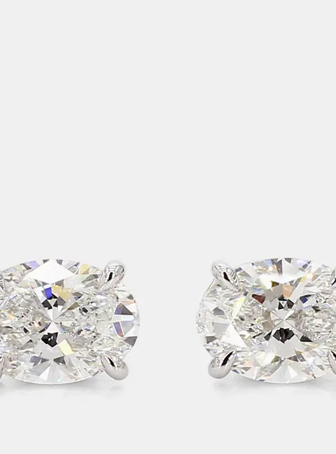 4.24 cts Oval Lab Grown Diamonds 14K White Gold 4 Prong Basket Studs