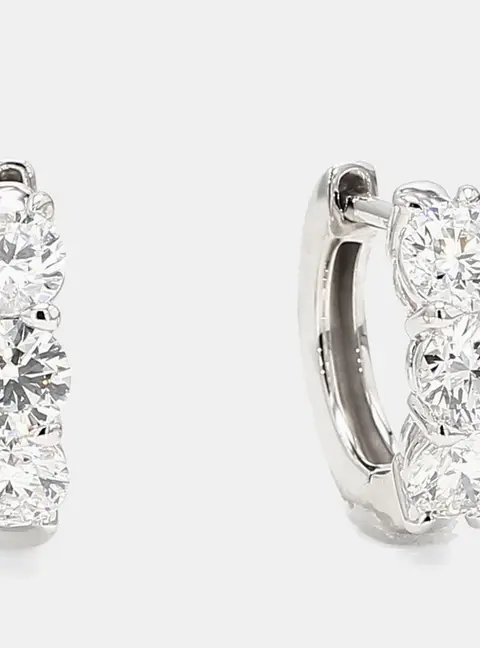 2.00 cts Round Lab Grown Diamonds 14K White Gold Front Facing Huggies