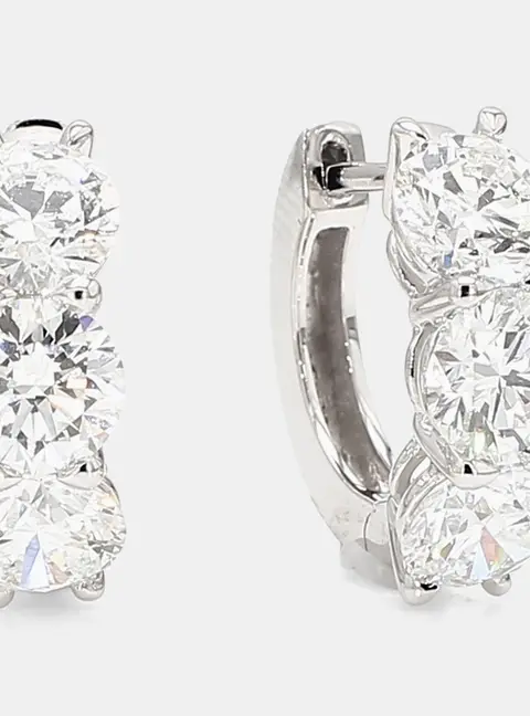 4.00 cts Round Lab Grown Diamonds 14K White Gold Front Facing Huggies