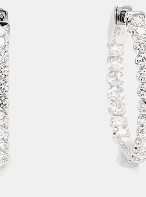 1.00 cts Round Lab Grown Diamonds 14K White Gold Inside-Out Hoops