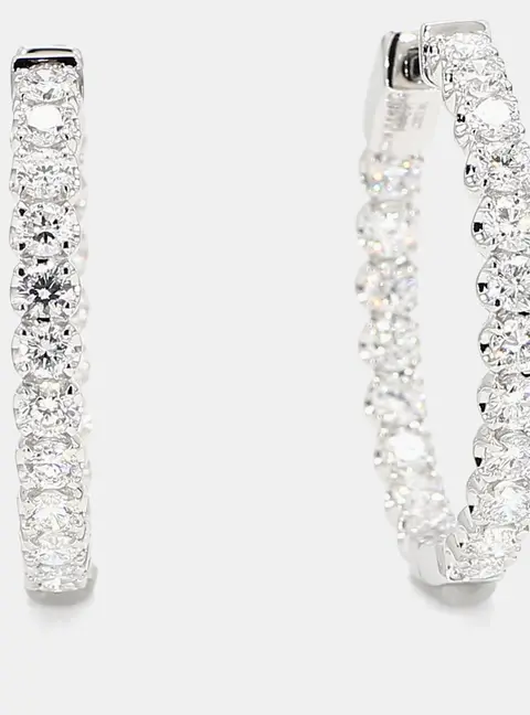 2.00 cts Round Lab Grown Diamonds 14K White Gold Inside-Out Hoops