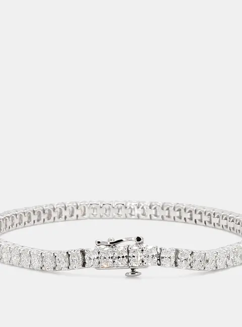 6.20 cts Oval Lab Grown Diamonds 14K White Gold Basket Tennis Bracelet