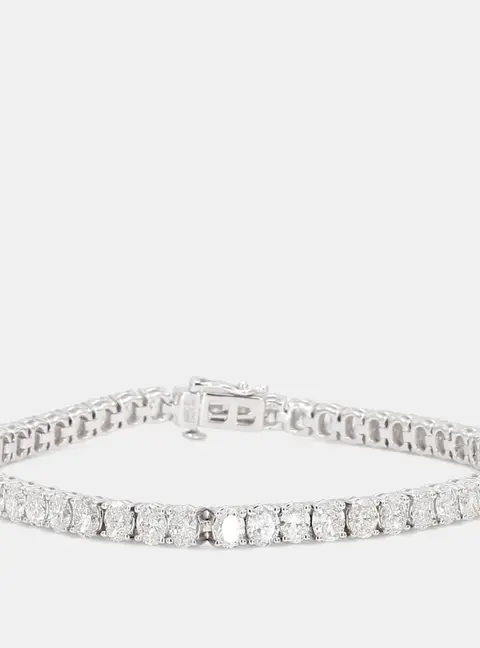 7.8 cts Oval Lab Grown Diamonds 14K White Gold Basket Tennis Bracelet