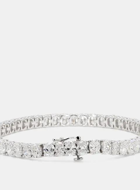 9.8cts Oval Lab Grown Diamonds 14K White Gold Basket Tennis Bracelet