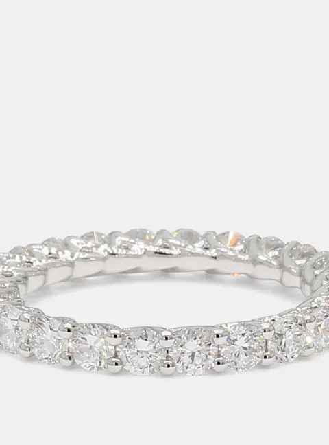 2.14 cts Round Lab Grown Diamonds 14K White Gold Eternity Band EU 54.5