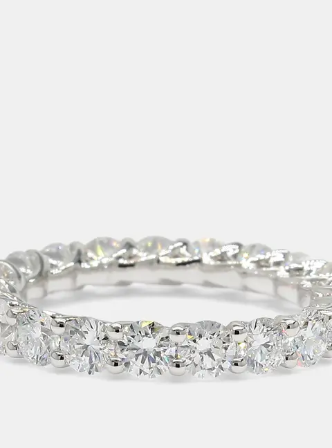 3.00 cts Round Lab Grown Diamonds 14K White Gold Eternity Band EU 54.5