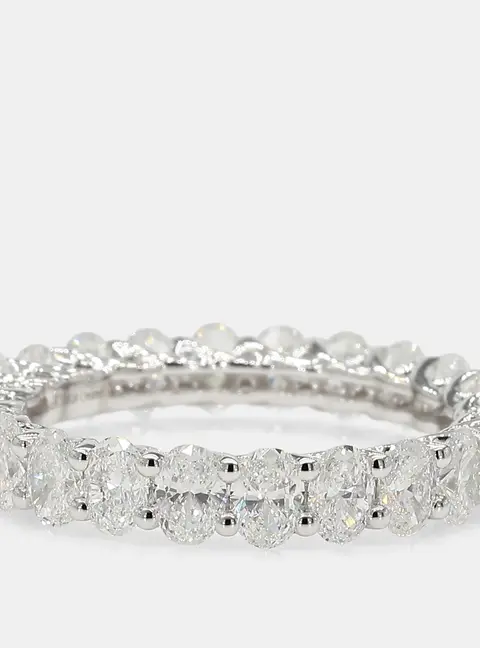 3.00 cts Oval Lab Grown Diamonds 14K White Gold Eternity Band EU 54.5