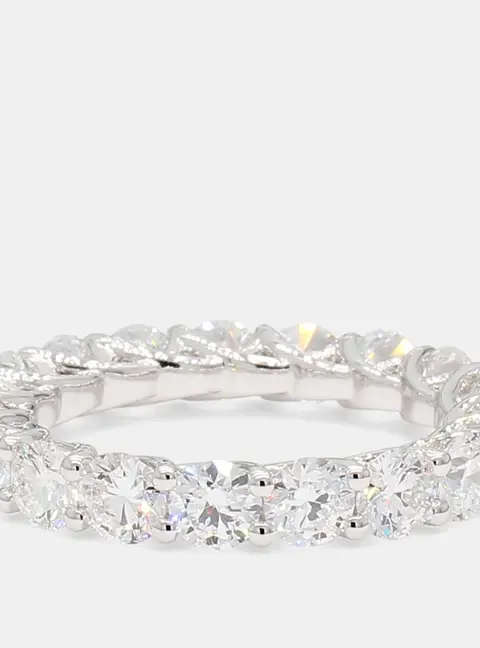 3.99 cts Round Lab Grown Diamonds 14K White Gold Eternity Band EU 54.5