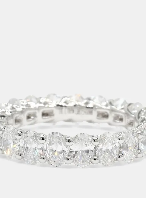 3.99ctw Oval Lab Grown Diamonds 14K White Gold Eternity Band EU 54.5