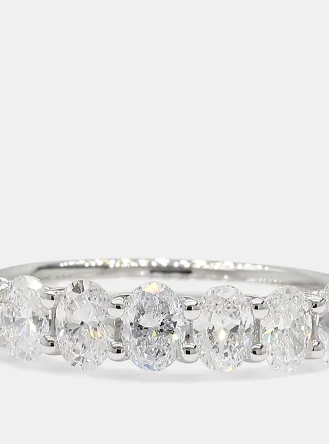 1.00 cts Round Lab Grown Diamonds 14K White Gold Stone Wedding Band EU 54.5