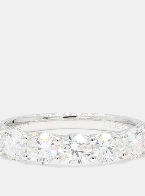 2.01 cts Round Lab Grown Diamonds 14K White Gold 7 Stone Wedding Band US 7