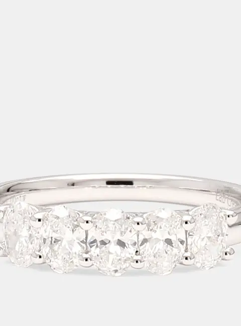1.00 cts Oval Lab Grown Diamonds 14K White Gold 5 Stone Wedding Band