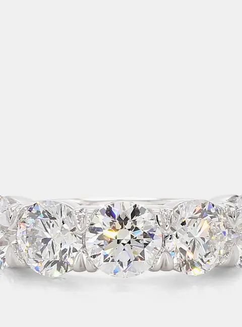 5.00 cts Round Lab Grown Diamonds 14K White Gold 5 Stone Wedding Band